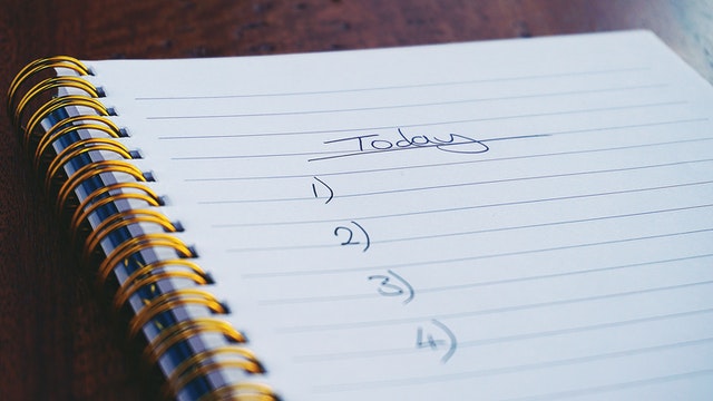 a notebook with a list of today's tasks